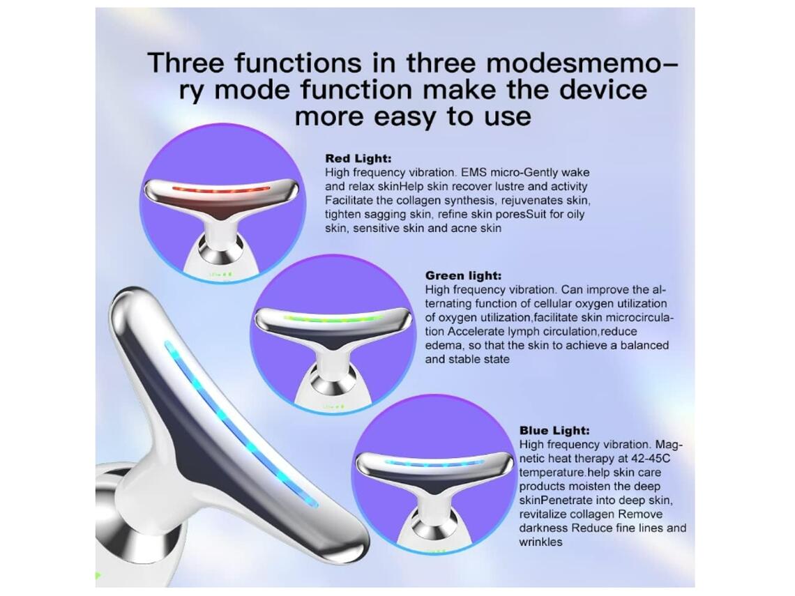 Dispositivo Facial EMS con Limpieza Profunda y 3 Modos LED – Efecto Lifting Inmediato